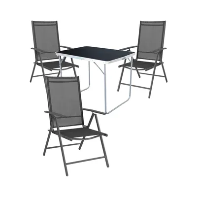Produktbild von 4-tlg Camping Set Campingtisch + 3 Campingstuhl Klappstuhl Anthrazit