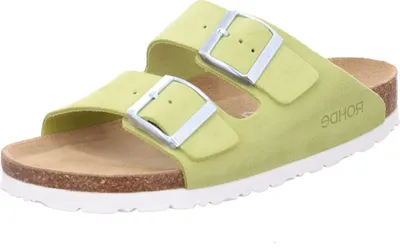 Produktbild von Rohde Damen Pantolette Velours Leder zwei Schnallen Komfortweite Alba 5590, Größe:40 EU, Farbe:Grün