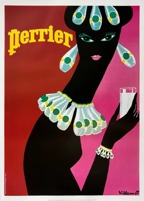 Image de Perrier Noire - Villemot - 50x70cm Affiche Poster