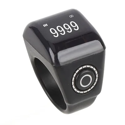 Produktbild von Smart Ring, muslimischer digitaler Wecker, digitaler Fingerzähler mit LED-Bildschirm, wasserdicht, APP-Unterstützung, Zähler-Smart-Ring,schwarz, 20mm