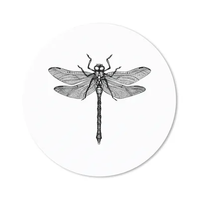 Produktbild von MuchoWow® Mauspad Mousepad Libelle - Insekten - Retro - Schwarz und weiß 20x20 cm - Mousepads - Maus Mat - Pad - Mausunterlage - Schreibtischmatte