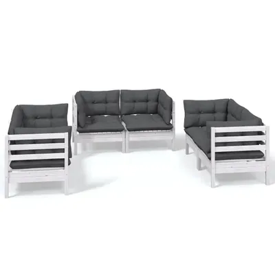 Produktbild von 6-tlg. Garten-Lounge-Set mit Kissen Massivholz Kiefer