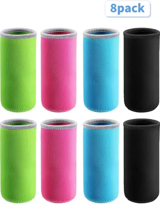 Produktbild von 8 Stücke Neopren Kann Ärmel Flasche Kann Kühler Abdeckung Fit für 12 oz Schlanke Wasserflasche Bierdosen Trinkgläser