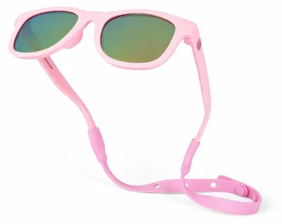 Produktbild von Babysunnies Barbie-Pinke Polarisierte Baby-Sonnenbrille mit Band (0–24 Monate) – Flexible UV400 Säuglingssonnenbrille