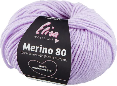 Produktbild von Elisa Wolle Merino 80,extrafeine superweiche 100% Wolle, 50g/80 m, 7197 Flieder hell