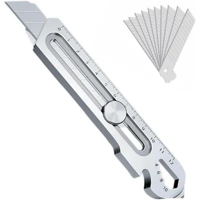 Immagine prodotto di Coltello multiuso robusto con 10 lame in acciaio inossidabile intercambiabili, largo 18 mm