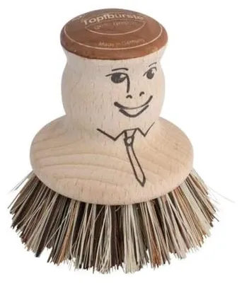 Pannenbürste mit Gesicht, Buchenholz, 6,5 cm
