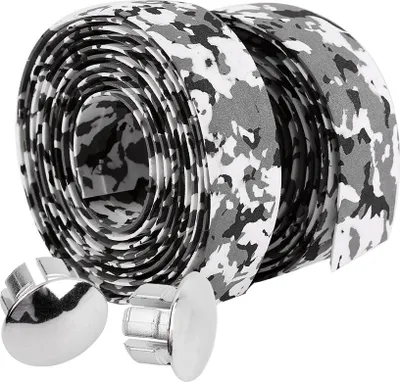 Obrázok produktu pre 2ks Cyklistické cestné bicykle Bike -handlebar -grip -wrap -adhesive tape 2 -bar -plug (čierna + biela)