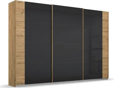 Produktbild von Schwebetürenschrank Artemis | mit Glastüren | Eiche Artisan / basalt grau
