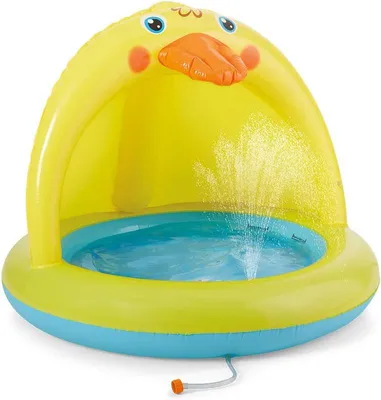 Produktbild von Baby Plantschbecken Ente Ø101cm – Mit Sonnensegel, Sprinkler, Pumpe | Für Garten, Terrasse, Strand