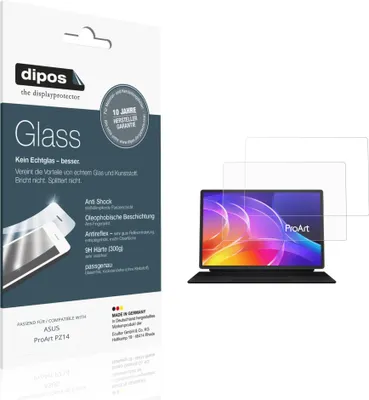 Produktbild von 2x Schutzfolie für ASUS ProArt PZ14 matt - Anti-Shock 9H Folie dipos Glass Kunststoffglas