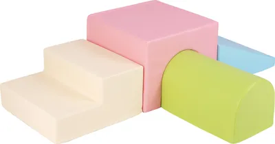 Produktbild von DREAMADE Bausteine aus Schaumstoff, 4 Teile, Motorikmodul für Babys, Tunnel, Rutsche, Treppe und Halbmond, EPE-Schaumstoff mit hoher Dichte (Rosa+Grün)