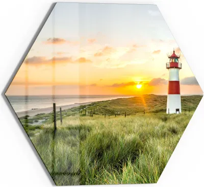 Produktbild von DEQORI Glasbild Echtglas 40x35 cm 'Leuchtturmliebe' Wandbild Bild modern Deko