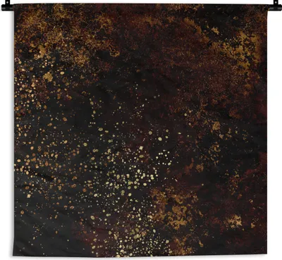 Produktbild von MuchoWow® Wandteppich Wandbehang Schwarz - Gold - Farbe 90x90 cm Tapisserie Dekoration Wandtuch - Wandaufhänger