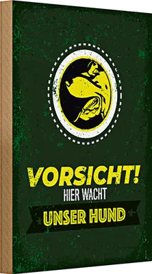 Produktbild von Holzschild Spruch Vorsicht hier wacht unser Hund 20x30cm