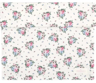 Produktbild von Greengate Tischläufer CLARA Weiß mit Blumen Baumwolle 45x140 Tischdecke