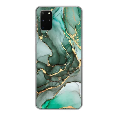 Produktbild von MuchoWow® Handyhülle Schutzhülle Hülle für Samsung Galaxy S20 Plus Gold - Marmor - Grün - Luxus - Marmoroptik - Grau Silikon Softcase Handy Hülle - Hartschale
