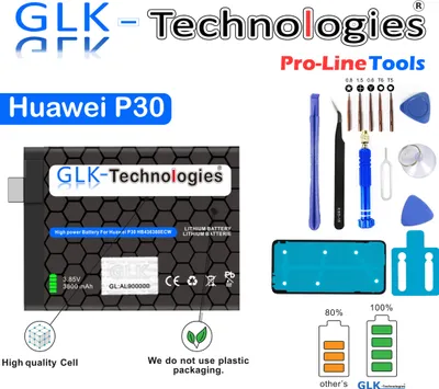 Produktbild von GLK-Technologies für Huawei P30 Akku Batterie ELE-L29 HB436380ECW / Honor 6X HB386483ECW