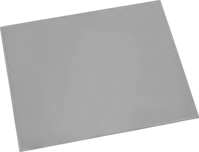 A flat, gray desk mat or writing pad is shown from a slightly elevated, diagonal angle against a white background.