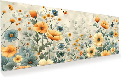 Produktbild von Glasbild 150x60cm in XXL für Wohnzimmer, Schlafzimmer Motiv Blumenwiese