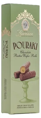 Produktbild von Vollmilchschokoladen-Butterwaffelröllchen mit Pistaziencreme Laurence Pouraki Pistachio, 4 x