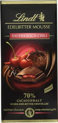 Obrázok produktu pre Lindt - EDELBITTER MOUSSE - Chilli s višňami - tyčinka 150g