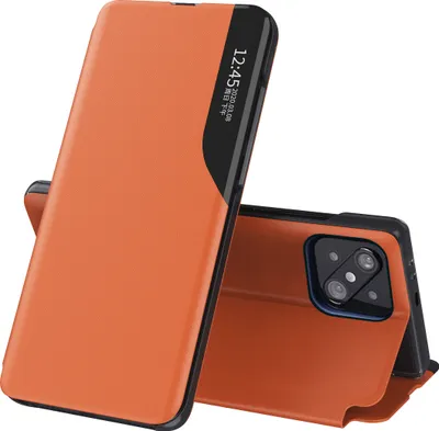 Produktbild von LaimTop Hülle für Xiaomi Mi 11, Smart View Fenster Flip Stand Cover Kunstleder Schutzhülle für Xiaomi Mi 11 Orange