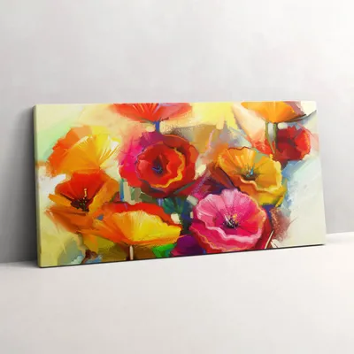 Produktbild von Bunte Mohnblumen – Leinwandbild Wandbild – 140x70 cm – Leinwandbilder – Wandbilder – Schlafzimmer – Flur