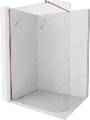 Image de Mexen Kioto Rounded Paroi de douche à l'italienne 100 x 200 cm, transparent 8 mm, cuivre brossé - 800-100-101-65-06