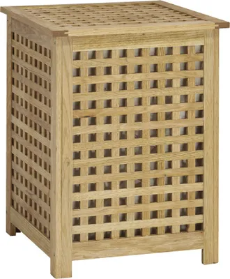 Produktbild von Wäschetruhe mit Leinensack, Wäschebox, Wäschesammler, Walnussholz