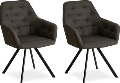 Image de Chaise Salle à Manger Lot de 2 Anthracite Design Moderne Chaises de Cuisine Chaises pas Cher Fauteuils Rembourrée