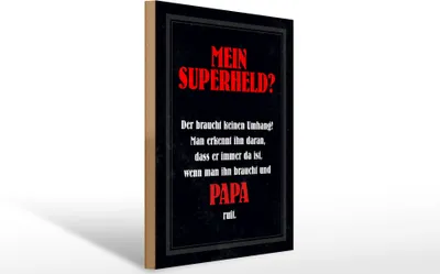 Produktbild von Holzschild  mein Superheld Papa, 40 x 30 cm, Holzschilder