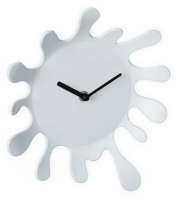 Produktbild von Relaxdays Wanduhr Farbklecks, HxB: 25 x 22,5 cm, batteriebetrieben, ohne Zahlen, analog, moderne Wohnzimmeruhr, weiß