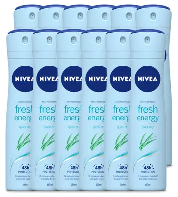 Obrázok produktu pre 12 kusov deodorantu Nivea Fresh Energy vo spreji - 150 ml - výhodný balík