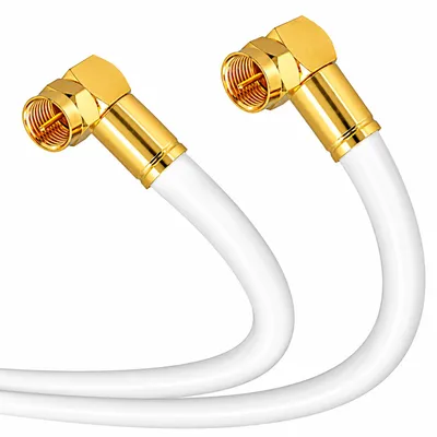 Produktbild von ORSEM Antennenkabel Digital 135dB TV SAT Koax HD 4K Kabel 2x 90° Winkel F-Stecker Kabelrouter, Vodafone, FRITZBox, Router Anschlusskabel Weiß - 20m