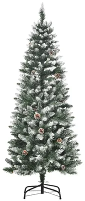 Immagine prodotto di Albero di Natale Artificiale Innevato 150 cm 464 Rami e 28 Pigne Verde e Bianco