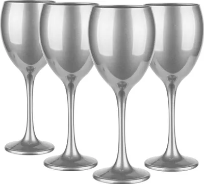 Produktbild von GLASMARK® Silberne Weinglas 4-Set 300ml Große (max. 325ml) 4 Stück Rotweingläser Weinkelch Weinglas VINO auf Fuß - Hochwertige Qualität