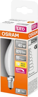 Produktbild von LEDVANCE 4058075434585, 4 W, 40 W, E14, 470 lm, 15000 h, Warmweiß