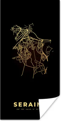 Produktbild von MuchoWow® Poster Belgien - Stadtplan - Gold - Karte - Seraing - Karte 20x40 cm - Plakat - Foto