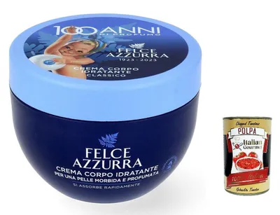 Produktbild von 6x PAGLIERI Felce Azzurra Feuchtigkeitsspendende Körpercreme Crema Corpo Idratante 250ml + Italian Gourmet polpa 400g