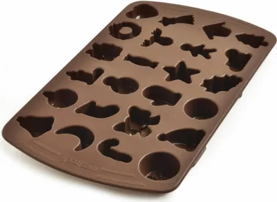 Image de Moule à pralines Mastrad Assortiment de fête, motifs de Noël, moule à chocolat, plastique, brun, F48416