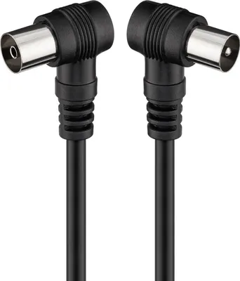 Produktbild von goobay Antennenkabel Koax Stecker/Kupplung 2 x gewinkelt schwarz 2,5 m