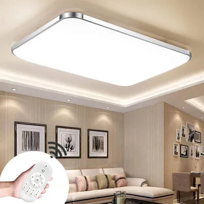 Productafbeelding van YARDIN Moderne LED-plafondlamp, 72W, zilver, met afstandsbediening, dimbaar, zorgt voor gelijkmatige verlichting, geschikt voor woonkamers, keukens, gangen, gastenkamers en gastentoiletten