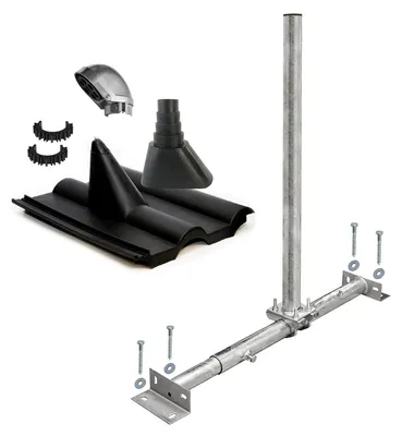 Produktbild von PremiumX X100-48F Dachsparrenhalter Frankfurter Ziegel SAT Kappe Set schwarz