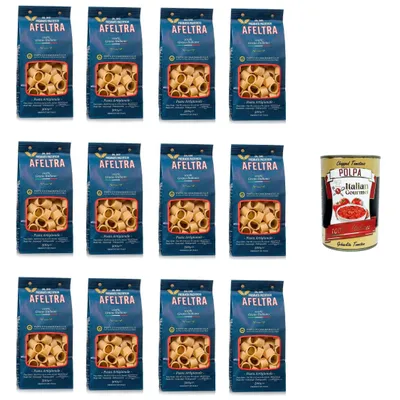 Produktbild von Afeltra Calamari 100% Grano Italiano 500g ,Gragnano IGP - Nudeln aus Hartweizengrieß von höchster Qualität 12x 500g + Italian Gourmet Polpa 400g