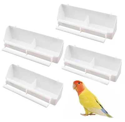 Produktbild von Set aus 4 Kunststoff-Vogelfutterspendern für hängende Käfige