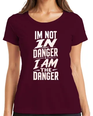 Immagine prodotto di Non sono in pericolo, io sono il pericolo. T-shirt da donna, colore bordeaux, taglia XXL, con scritta sarcastica