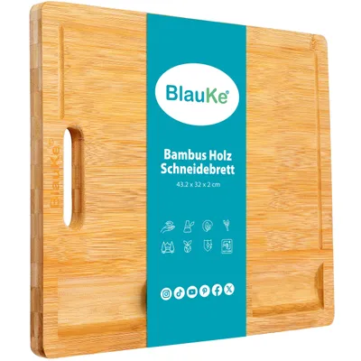 Produktbild von Holzschneidebrett mit Saftaufnahme 43x32cm für Küche