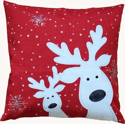 Produktbild von Kissenhülle 40 x 40 cm mit Stickerei lustiger Elch 40 x 40 cm Kissenhülle - rot
