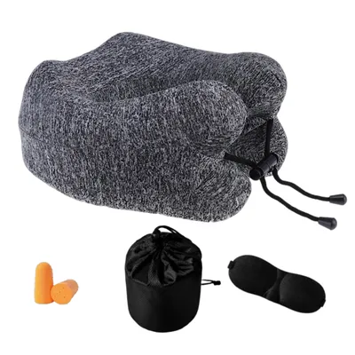 Produktbild von Nackenkissen, Reisekissen aus Memory Foam, Reiseset 4-tlg, Nackenhörnchen, Kissen für Flugzeug, Nackenstützkissen, Nackenrolle, Ergonomisches